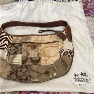 Coach patchwork shoulder bag purse brown leather